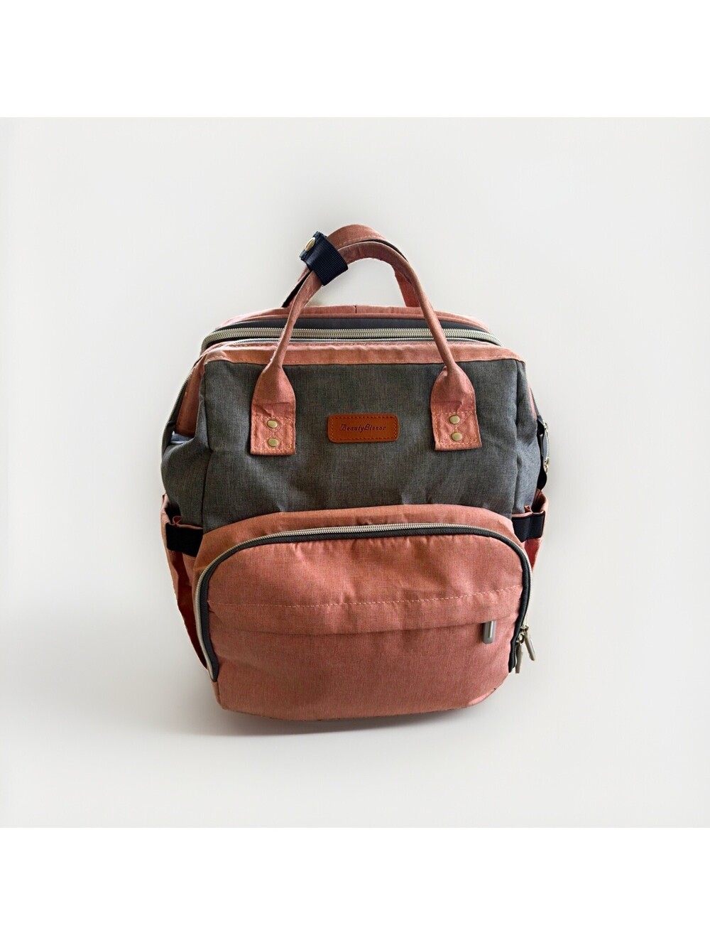 Beauty Livoor pink and gray Diaper Bag Backpack w/ Outer & Inner Pockets